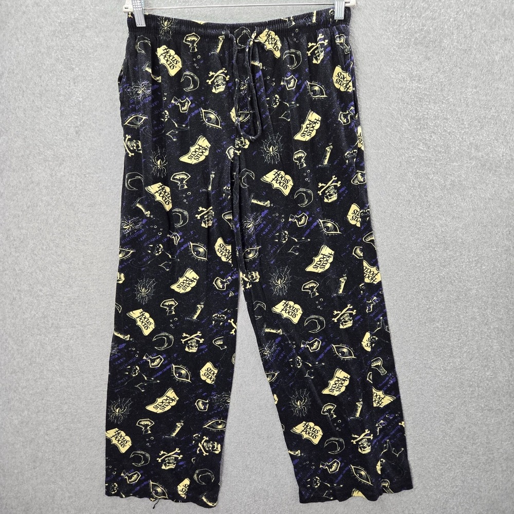 Disney Hocus Pocus Men Sleepwear Large Black Pajama Pants Allover Print Spooky - Picture 1 of 8